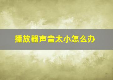 播放器声音太小怎么办