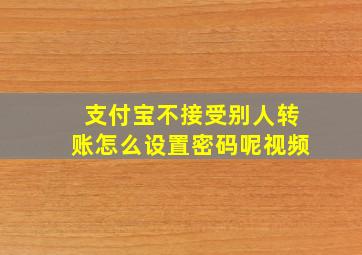 支付宝不接受别人转账怎么设置密码呢视频