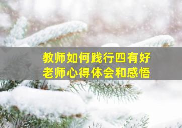 教师如何践行四有好老师心得体会和感悟