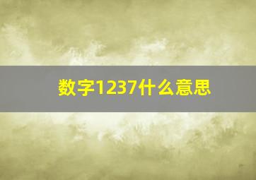 数字1237什么意思