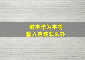 数字作为字符输入应该怎么办