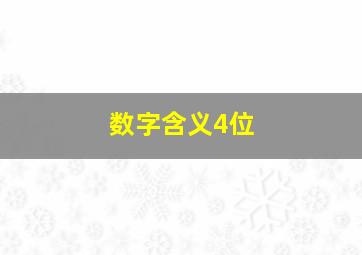 数字含义4位