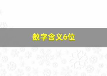 数字含义6位