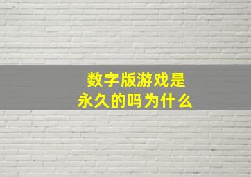 数字版游戏是永久的吗为什么