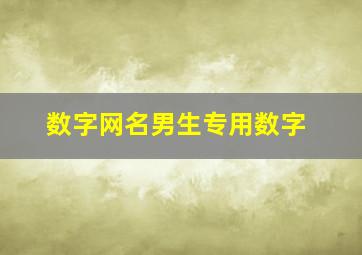 数字网名男生专用数字