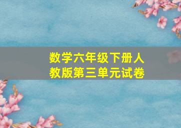 数学六年级下册人教版第三单元试卷