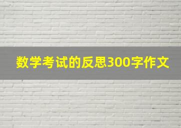 数学考试的反思300字作文