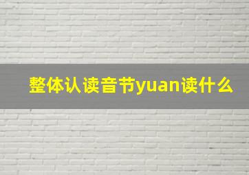 整体认读音节yuan读什么