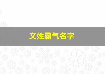 文姓霸气名字