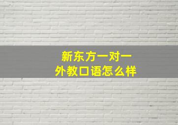 新东方一对一外教口语怎么样