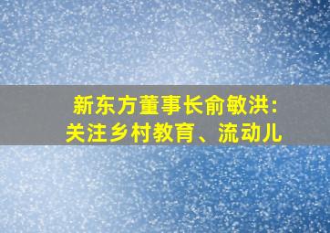 新东方董事长俞敏洪:关注乡村教育、流动儿