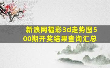 新浪网福彩3d走势图500期开奖结果查询汇总