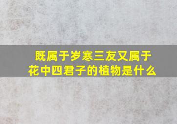 既属于岁寒三友又属于花中四君子的植物是什么