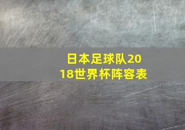 日本足球队2018世界杯阵容表