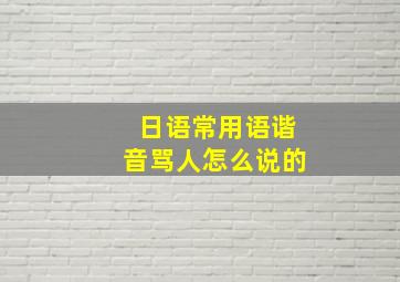 日语常用语谐音骂人怎么说的