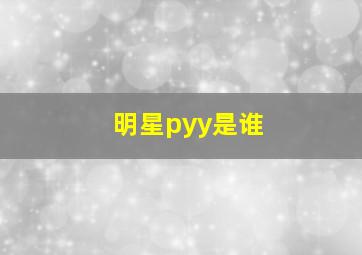 明星pyy是谁