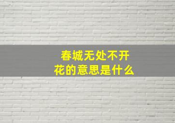 春城无处不开花的意思是什么