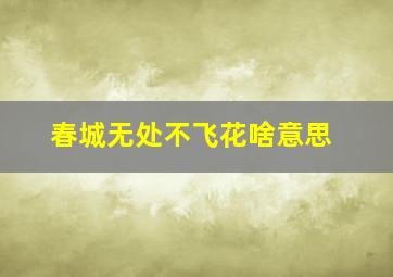 春城无处不飞花啥意思