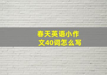 春天英语小作文40词怎么写