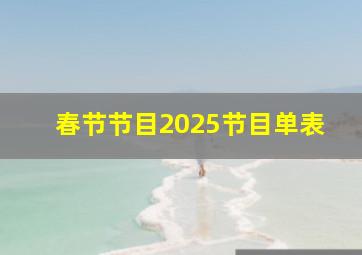 春节节目2025节目单表