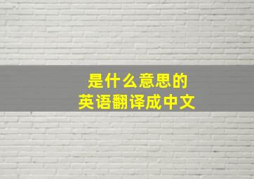 是什么意思的英语翻译成中文