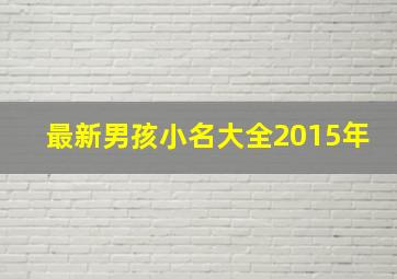 最新男孩小名大全2015年