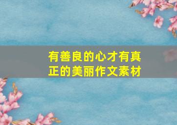 有善良的心才有真正的美丽作文素材