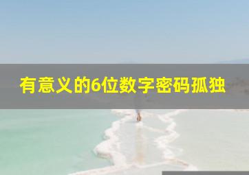 有意义的6位数字密码孤独