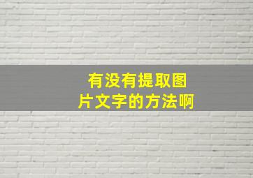 有没有提取图片文字的方法啊