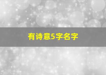 有诗意5字名字