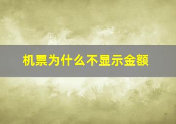 机票为什么不显示金额