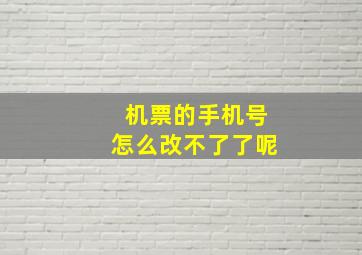 机票的手机号怎么改不了了呢