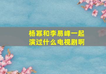 杨幂和李易峰一起演过什么电视剧啊