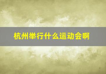 杭州举行什么运动会啊