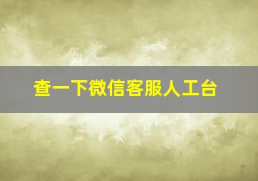 查一下微信客服人工台