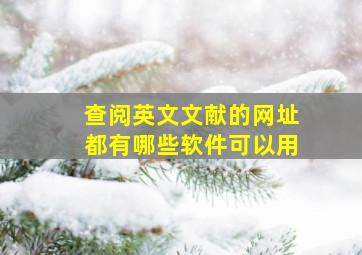 查阅英文文献的网址都有哪些软件可以用