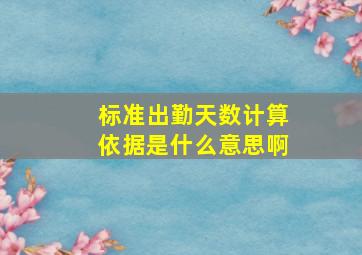 标准出勤天数计算依据是什么意思啊