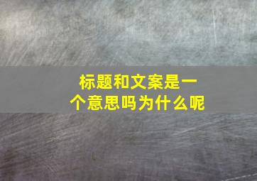 标题和文案是一个意思吗为什么呢