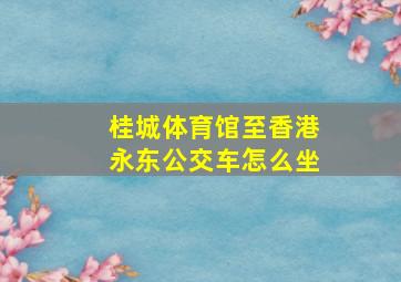 桂城体育馆至香港永东公交车怎么坐