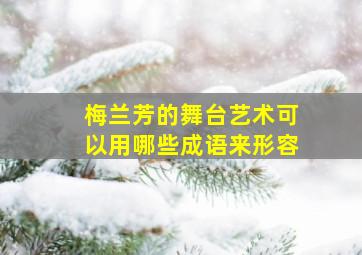 梅兰芳的舞台艺术可以用哪些成语来形容