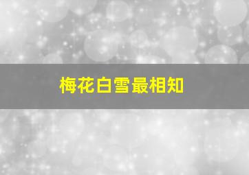 梅花白雪最相知