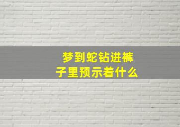 梦到蛇钻进裤子里预示着什么