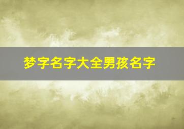 梦字名字大全男孩名字