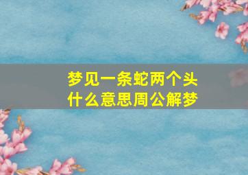 梦见一条蛇两个头什么意思周公解梦