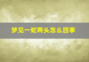 梦见一蛇两头怎么回事