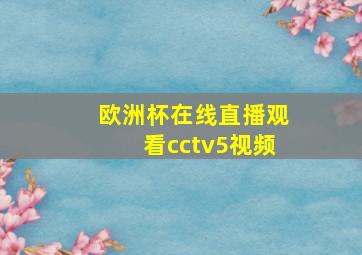 欧洲杯在线直播观看cctv5视频