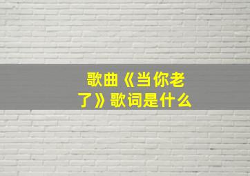 歌曲《当你老了》歌词是什么