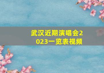 武汉近期演唱会2023一览表视频