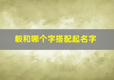 毅和哪个字搭配起名字