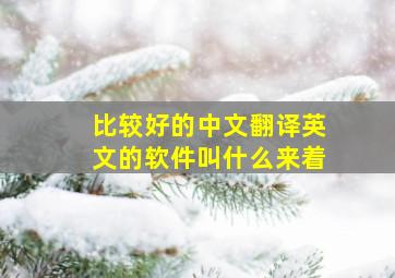 比较好的中文翻译英文的软件叫什么来着